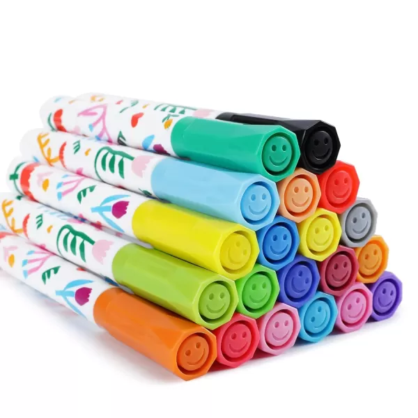Amazon Basics Washable Round Tip Assorted School Marker Pens Pack of 24 ColorsFine Tip