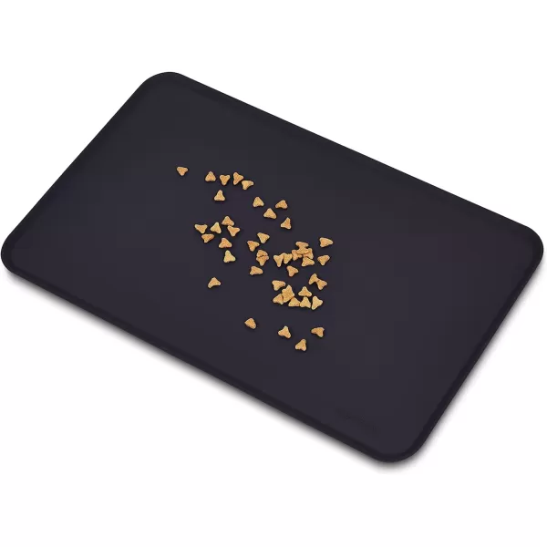 Amazon Basics Waterproof AntiSlip Silicone Pet Food and Water Bowl Mat Solid 185 x 115 Inches BlackBlack 185 x 11