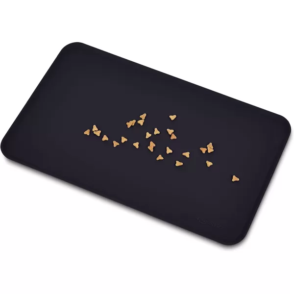 Amazon Basics Waterproof AntiSlip Silicone Pet Food and Water Bowl Mat Solid 185 x 115 Inches BlackBlack 185 x 11 2Pack