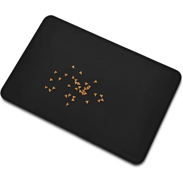 Amazon Basics Waterproof AntiSlip Silicone Pet Food and Water Bowl Mat Solid 185 x 115 Inches BlackBlack 24 x 16