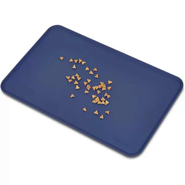 Amazon Basics Waterproof AntiSlip Silicone Pet Food and Water Bowl Mat Solid 185 x 115 Inches BlackBlue 185 x 11
