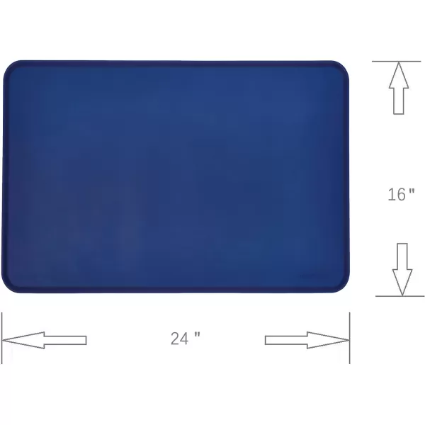 Amazon Basics Waterproof AntiSlip Silicone Pet Food and Water Bowl Mat Solid 185 x 115 Inches BlackBlue 24 x 16