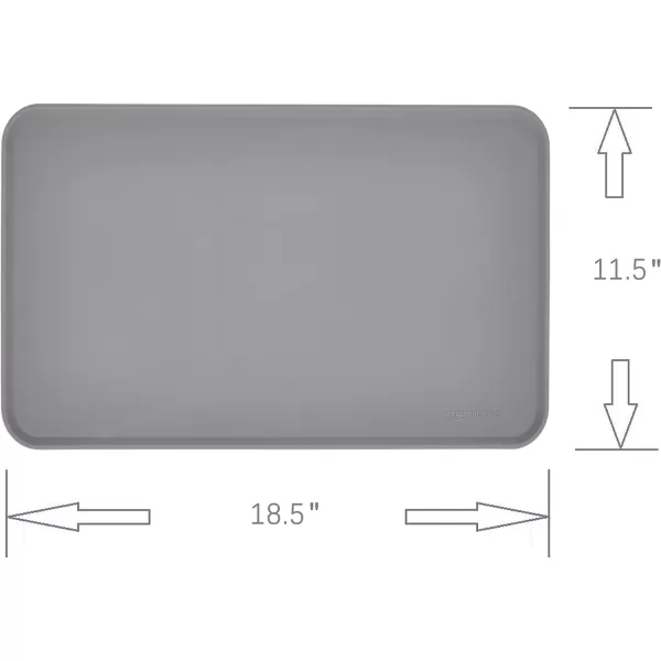 Amazon Basics Waterproof AntiSlip Silicone Pet Food and Water Bowl Mat Solid 185 x 115 Inches BlackGray 185 x 11