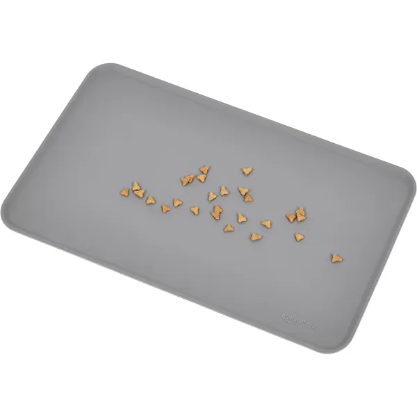 Amazon Basics Waterproof AntiSlip Silicone Pet Food and Water Bowl Mat Solid 185 x 115 Inches BlackGray 185 x 11