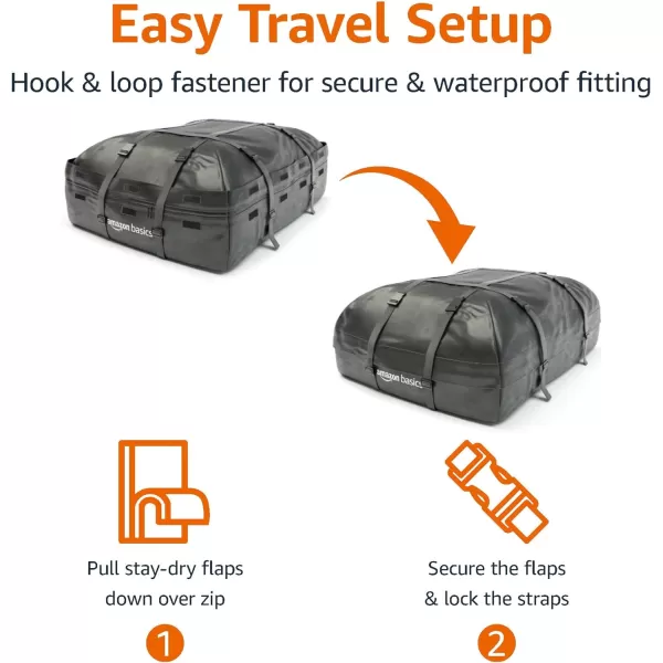 Amazon Basics Waterproof Rooftop Cargo Carrier Bag15 Cubic Feet BlackRooftop