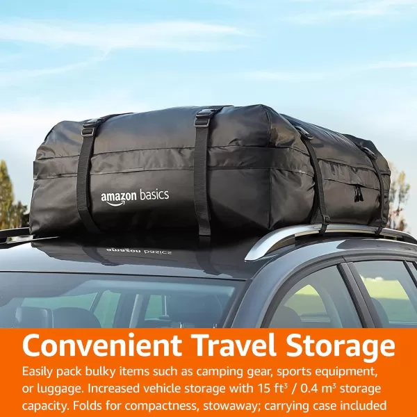 Amazon Basics Waterproof Rooftop Cargo Carrier Bag15 Cubic Feet BlackRooftop