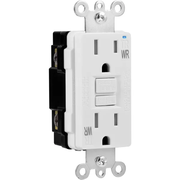 Amazon Basics WeatherResistant GFCI Receptacle with LED Indicator 15 AmpWhite 15 Amp