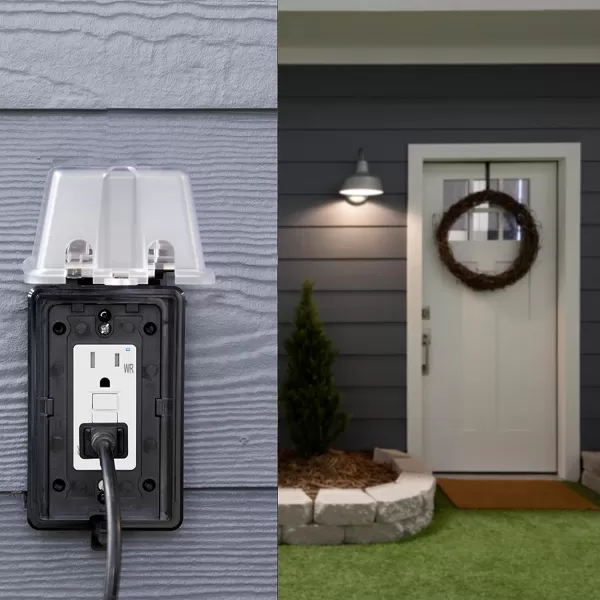 Amazon Basics WeatherResistant GFCI Receptacle with LED Indicator 15 AmpWhite 15 Amp