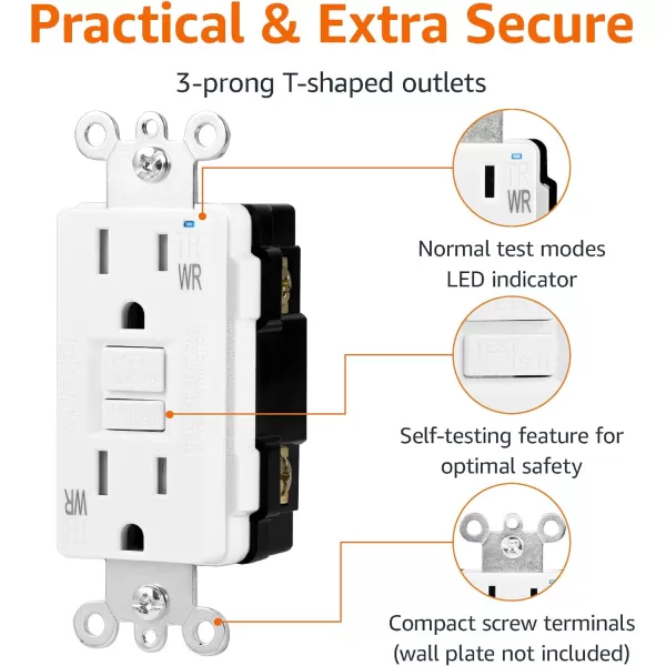 Amazon Basics WeatherResistant GFCI Receptacle with LED Indicator 15 AmpWhite 15 Amp