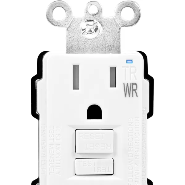 Amazon Basics WeatherResistant GFCI Receptacle with LED Indicator 15 AmpWhite 15 Amp