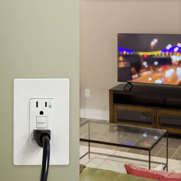 Amazon Basics WeatherResistant GFCI Receptacle with LED Indicator 15 AmpWhite 15 Amp
