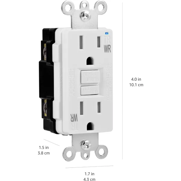 Amazon Basics WeatherResistant GFCI Receptacle with LED Indicator 15 AmpWhite 15 Amp