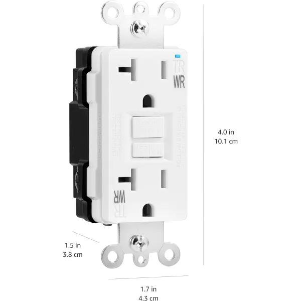 Amazon Basics WeatherResistant GFCI Receptacle with LED Indicator 15 AmpWhite 20 Amp