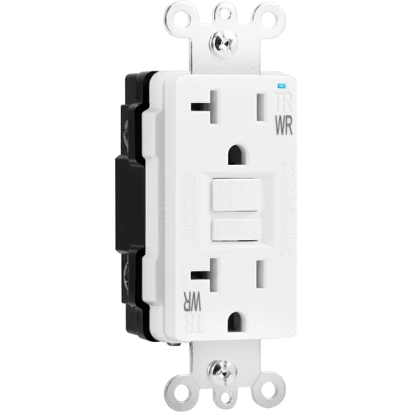 Amazon Basics WeatherResistant GFCI Receptacle with LED Indicator 15 AmpWhite 20 Amp