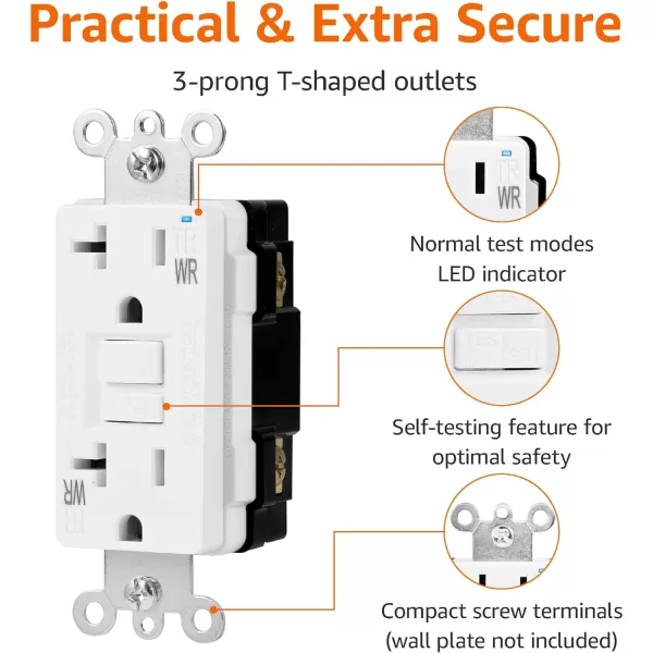 Amazon Basics WeatherResistant GFCI Receptacle with LED Indicator 15 AmpWhite 20 Amp