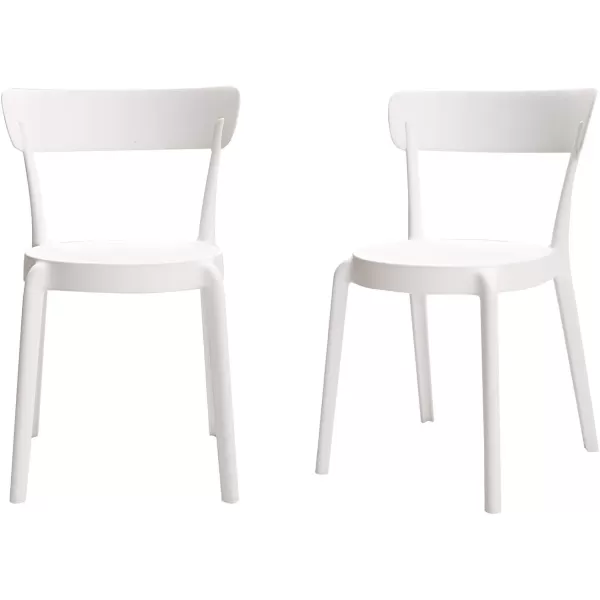 Amazon Basics White Armless Bistro Dining ChairSet of 2 Premium PlasticWhite Dining Chair