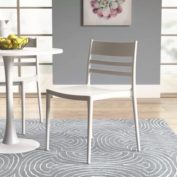 Amazon Basics White Armless SlotBack Dining ChairSet of 2 Premium PlasticWhite Dining Chair