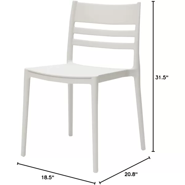 Amazon Basics White Armless SlotBack Dining ChairSet of 2 Premium PlasticWhite Dining Chair