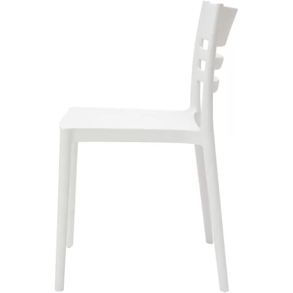 Amazon Basics White Armless SlotBack Dining ChairSet of 2 Premium PlasticWhite Dining Chair
