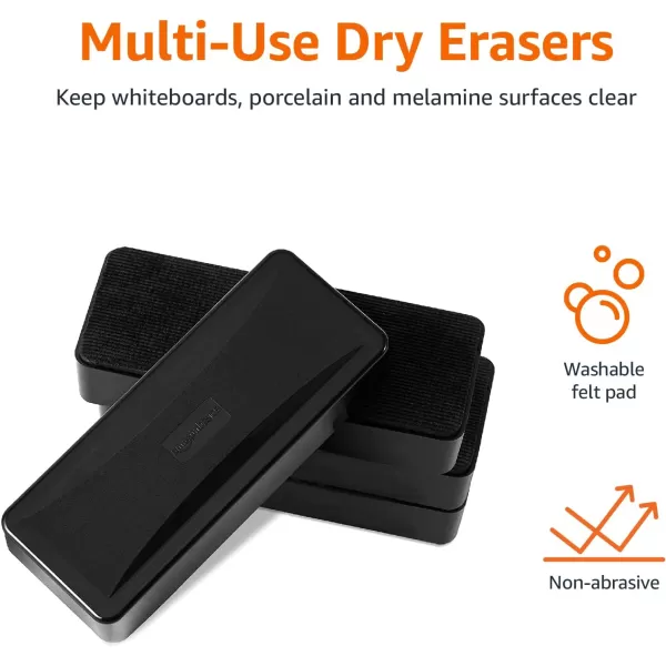 Amazon Basics White Board Eraser Dry Erase Whiteboard Erasers for Office Home and Classroom Black 4Pack4Pack