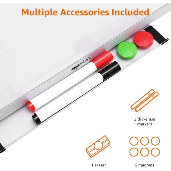 Amazon Basics Whiteboard Drywipe Magnetic with Pen Tray and Aluminium Trim 90 cm x 60 cm WxH150 cm x 100 cm