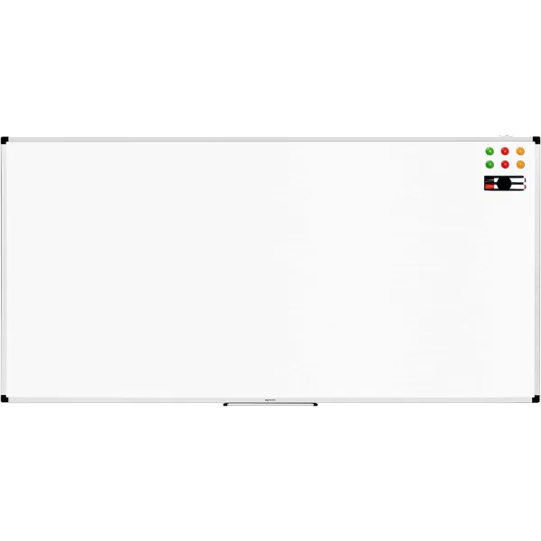 Amazon Basics Whiteboard Drywipe Magnetic with Pen Tray and Aluminium Trim 90 cm x 60 cm WxH240 cm x 120 cm