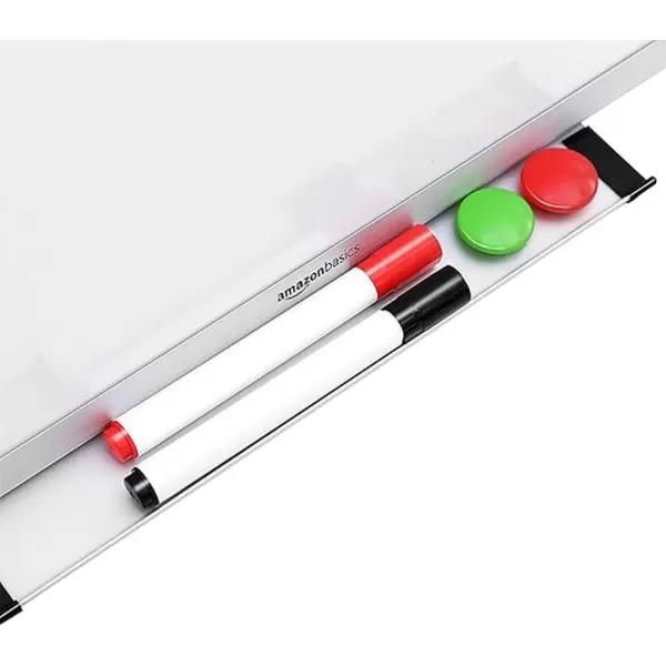 Amazon Basics Whiteboard Drywipe Magnetic with Pen Tray and Aluminium Trim 90 cm x 60 cm WxH60 cm x 45 cm