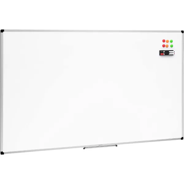 Amazon Basics Whiteboard Drywipe Magnetic with Pen Tray and Aluminium Trim 90 cm x 60 cm WxH60 cm x 90 cm