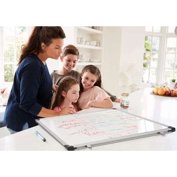 Amazon Basics Whiteboard Drywipe Magnetic with Pen Tray and Aluminium Trim 90 cm x 60 cm WxH60 cm x 90 cm