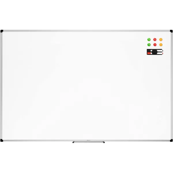 Amazon Basics Whiteboard Drywipe Magnetic with Pen Tray and Aluminium Trim 90 cm x 60 cm WxH60 cm x 90 cm