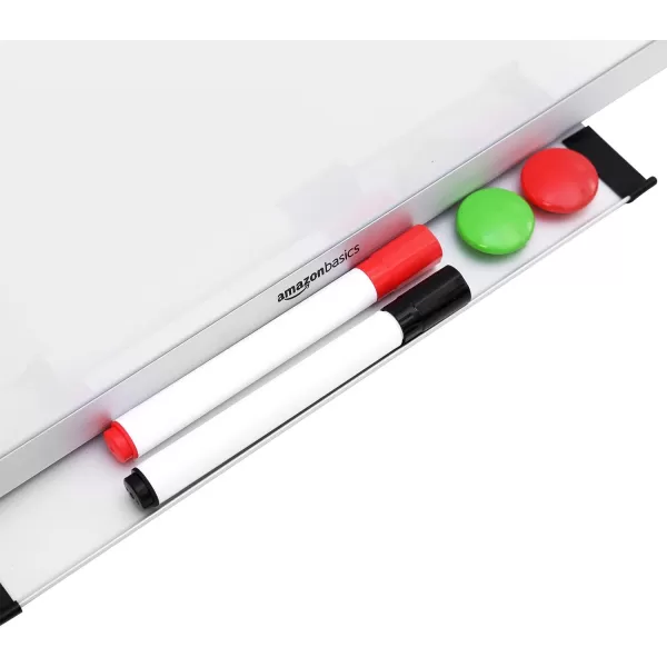 Amazon Basics Whiteboard Drywipe Magnetic with Pen Tray and Aluminium Trim 90 cm x 60 cm WxH60 cm x 90 cm