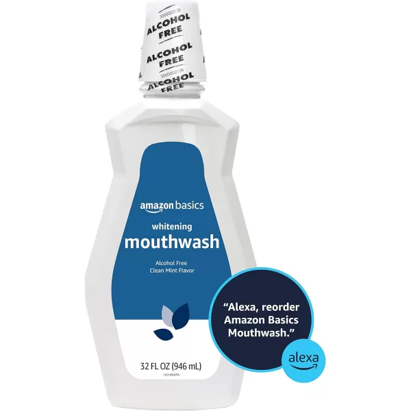 Amazon Basics Whitening Mouthwash Alcohol Free Clean Mint 32 Fluid Ounces 4Pack Previously Solimo3200 Fl Oz Pack of 1