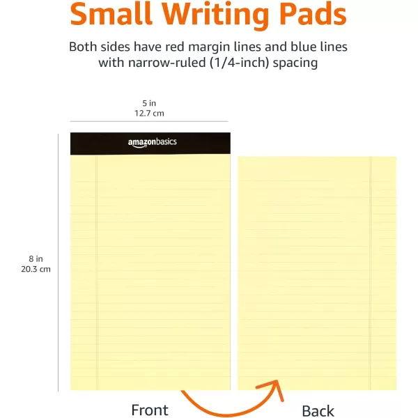 Amazon Basics Wide Ruled Lined Writing Note Pad 85 inch x 1175 inch White 12 Count  12 Pack of 50 Canary 5Inch by 8Inch