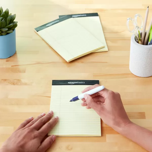 Amazon Basics Wide Ruled Lined Writing Note Pad 85 inch x 1175 inch White 12 Count  12 Pack of 50 Canary 5Inch by 8Inch