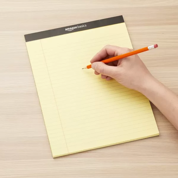 Amazon Basics Wide Ruled Lined Writing Note Pad 85 inch x 1175 inch White 12 Count  12 Pack of 50 Canary 85Inch by 1175Inch
