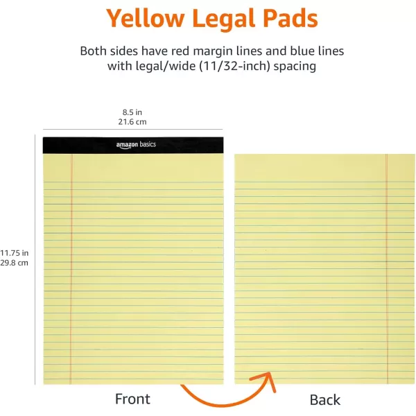 Amazon Basics Wide Ruled Lined Writing Note Pad 85 inch x 1175 inch White 12 Count  12 Pack of 50 Canary 85Inch by 1175Inch