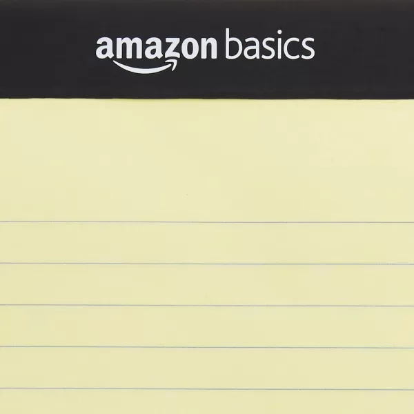 Amazon Basics Wide Ruled Lined Writing Note Pad 85 inch x 1175 inch White 12 Count  12 Pack of 50 Canary 85Inch by 1175Inch