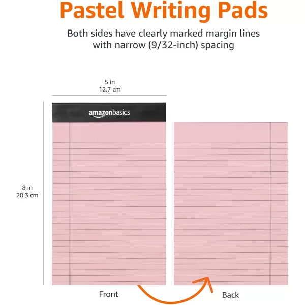 Amazon Basics Wide Ruled Lined Writing Note Pad 85 inch x 1175 inch White 12 Count  12 Pack of 50 Multicolor 5Inch by 8Inch