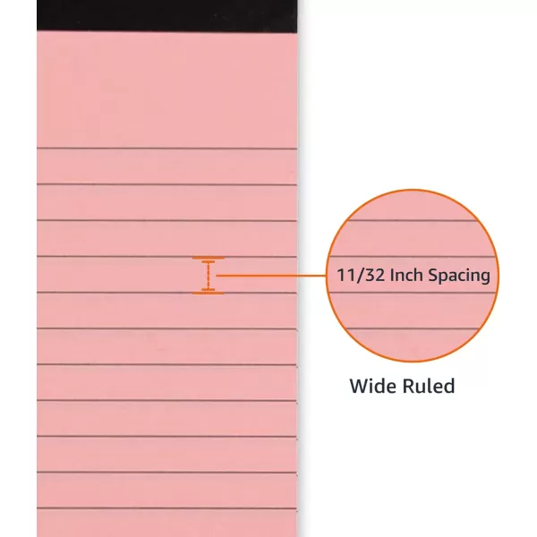 Amazon Basics Wide Ruled Lined Writing Note Pad 85 inch x 1175 inch White 12 Count  12 Pack of 50 Multicolor 85Inch by 1175Inch
