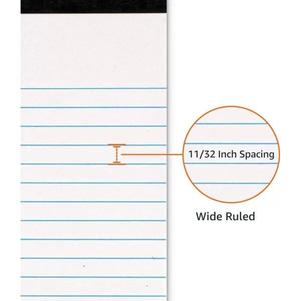 Amazon Basics Wide Ruled Lined Writing Note Pad 85 inch x 1175 inch White 12 Count  12 Pack of 50 White 85Inch by 1175Inch