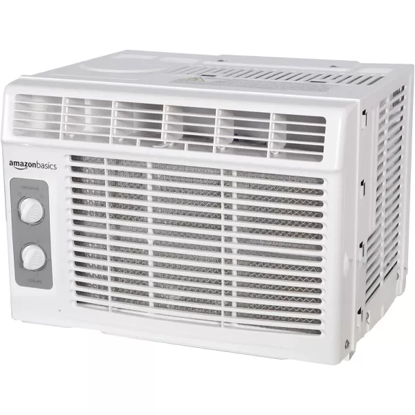 Amazon Basics Window Mounted Air Conditioner with Mechanical Control Cools 150 Square Feet 5000 BTU AC Unit WhiteAmazon Basics Window Mounted Air Conditioner with Mechanical Control Cools 150 Square Feet 5000 BTU AC Unit White