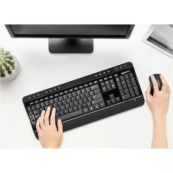 Amazon Basics Wireless Full Size Computer Keyboard and Mouse Combo US Layout QWERTY BlackAmazon Basics Wireless Full Size Computer Keyboard and Mouse Combo US Layout QWERTY Black