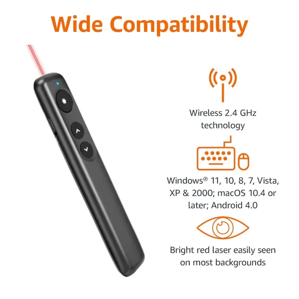 Amazon Basics Wireless Presenter Red Laser 24GHz Battery Operated HyperlinkAmazon Basics Wireless Presenter Red Laser 24GHz Battery Operated Hyperlink