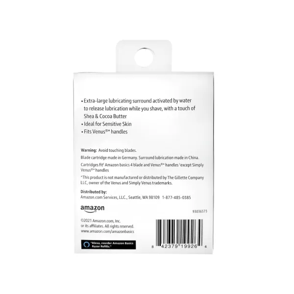 Amazon Basics Womens 4 Blade Razor for Women Fits AmazonBasics amp Venus Handles Moisturizing Surround 4 Count Includes 1 Handle 2 Cartridges amp 1 Shower Hanger Pink6 Count Pack of 2 6 Refills