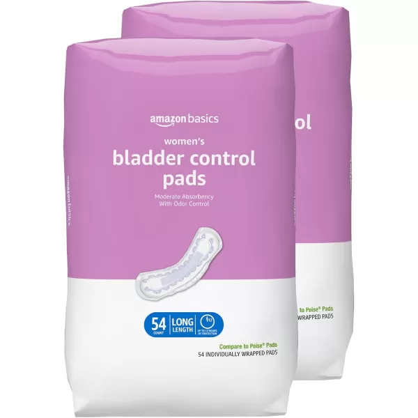 Amazon Basics Womens Incontinence Pads Bladder Control ampamp Postpartum Moderate Absorbency Unscented 108 Count 2 Packs of 54Maximum