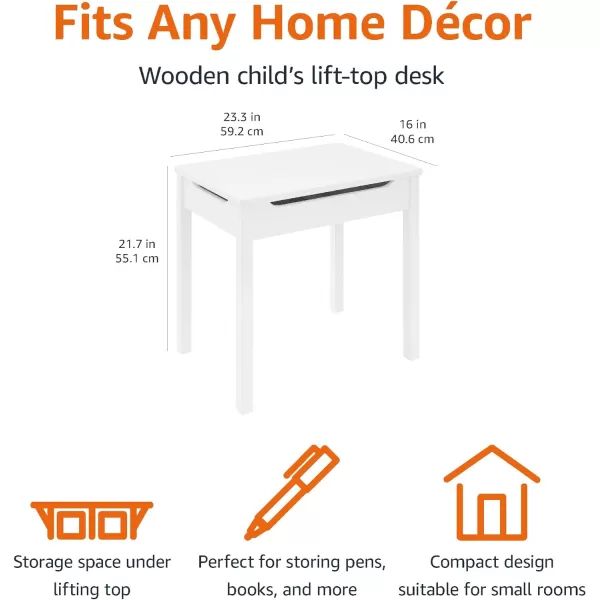 Amazon Basics Wood LiftTop Kids Rectangular Study Desk WhiteAmazon Basics Wood LiftTop Kids Rectangular Study Desk White