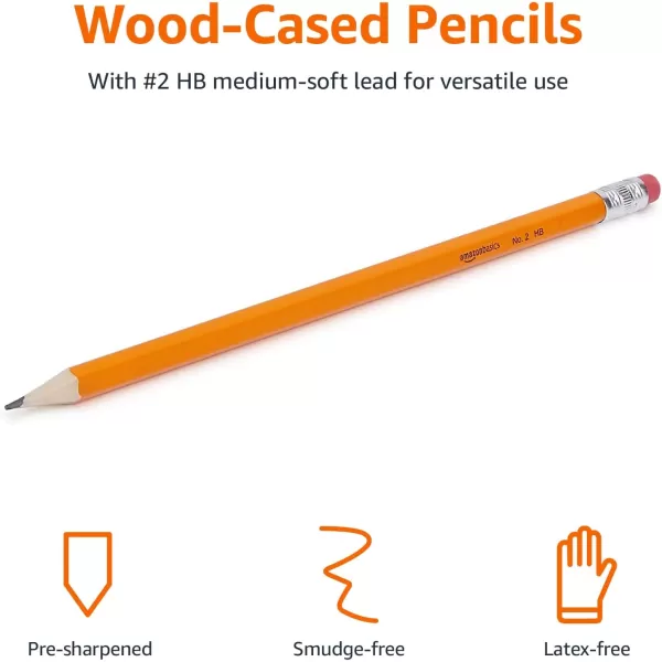 Amazon Basics Woodcased 2 Pencils Presharpened HB Lead Bulk Box 150 Count Yellow30 Count Pack of 1 presharpened Pencils