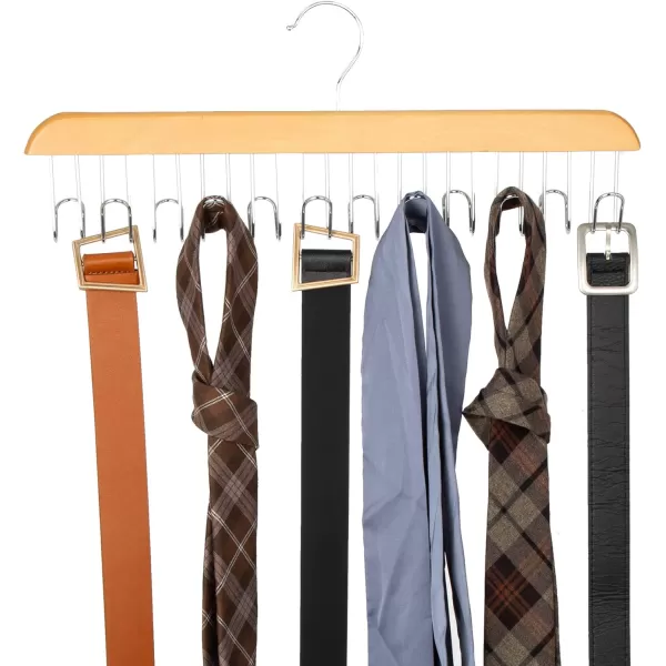 Amazon Basics Wooden Belt Hanger  Natural 2PackAmazon Basics Wooden Belt Hanger  Natural 2Pack