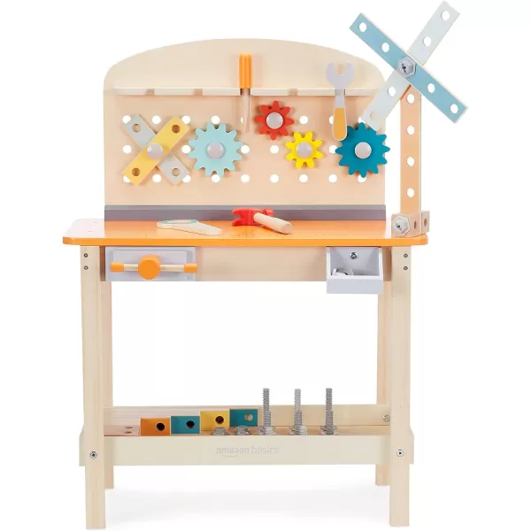 Amazon Basics Wooden Play Toy Tool Set and Workbench for Toddlers Preschoolers Children Age 3 Years MulticolorAmazon Basics Wooden Play Toy Tool Set and Workbench for Toddlers Preschoolers Children Age 3 Years Multicolor