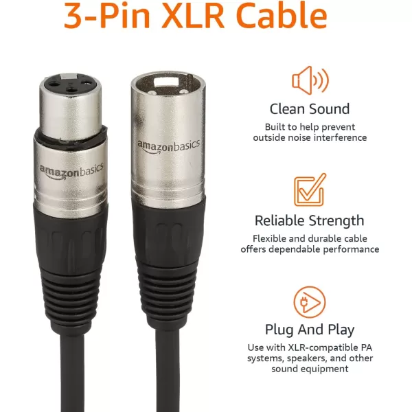 Amazon Basics XLR Microphone Cable for Speaker or PA System All Copper Conductors 6MM PVC Jacket 10 Foot Black1Pack 6 Feet